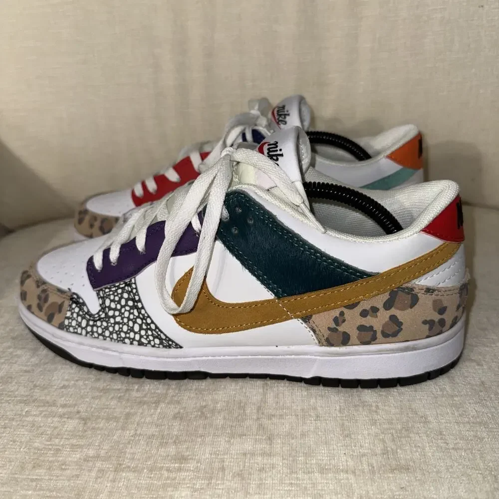 Nike Dunk Low Safari Mix DN3866-100 Mens 9.5 Animal Print Athletic Shoes NWOB
